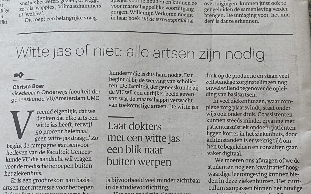 Publicatie opiniepagina dagblad Trouw